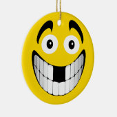 Gelbes großes Grinsen mit den vermissten Zähnen Keramik Ornament (Rechts)