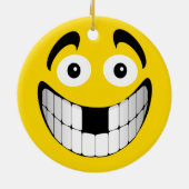 Gelbes großes Grinsen mit den vermissten Zähnen Keramik Ornament (Hinten)