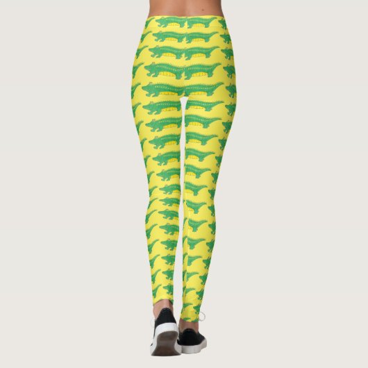 Gelbes Grün Gator Alligator Krokodil Krokyle Tier Leggings (Rückseite)