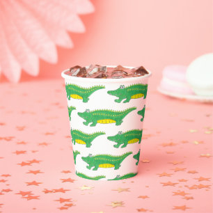 Gelbes Grün Gator Alligator Krokodil Krokyle Tier Pappbecher