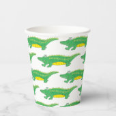 Gelbes Grün Gator Alligator Krokodil Krokyle Tier Pappbecher (Vorderseite)