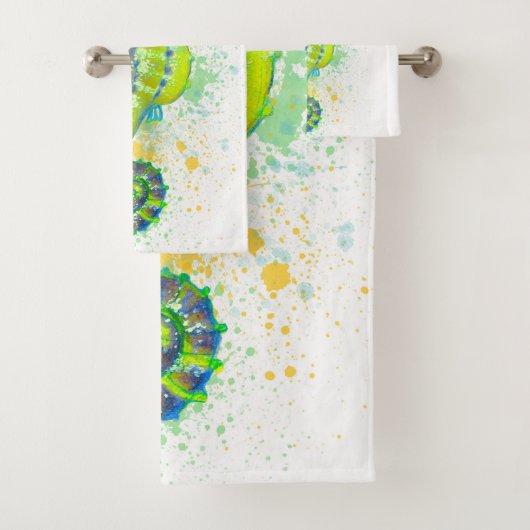 Gelbes Grün-Seepferdspritzen Badhandtuch Set (Insitu)