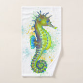 Gelbes Grün-Seepferdspritzen Badhandtuch Set (Handtuch)