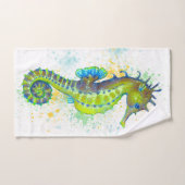 Gelbes Grün-Seepferdspritzen Badhandtuch Set (Handtuch)