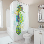 Gelbes Grün-Seepferdspritzen Duschvorhang (Beispiel)