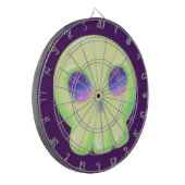 Gelbes Grünes Auge Niedlicher Schädel Zeichne Dartscheibe (Vorderseite Links)