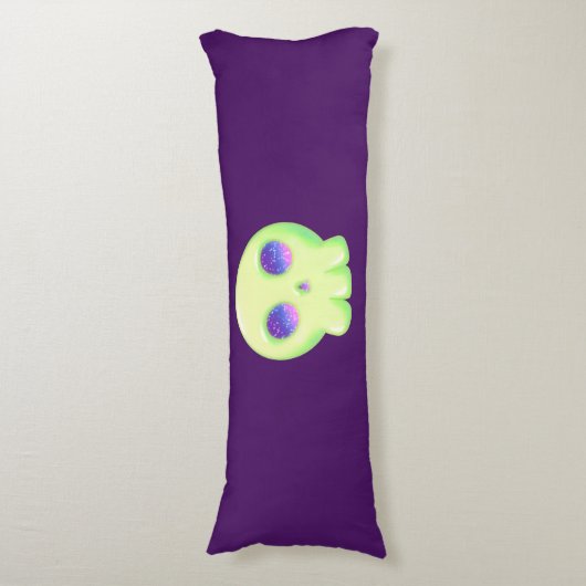 Gelbes Grünes Auge Niedlicher Schädel Zeichne Seitenschläferkissen (Vorderseite Vertikal)