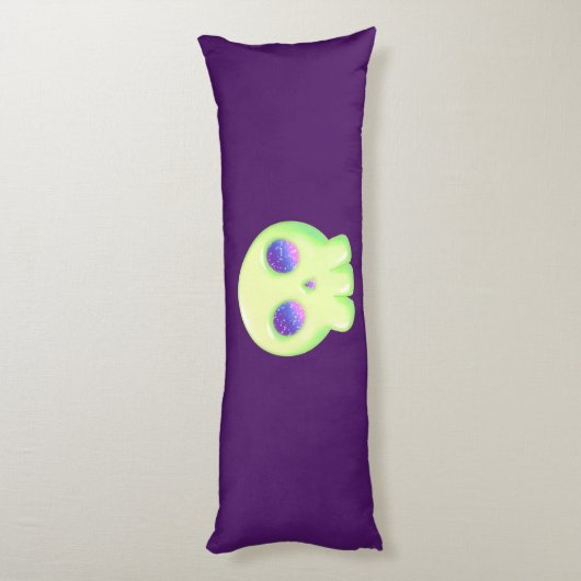 Gelbes Grünes Auge Niedlicher Schädel Zeichne Seitenschläferkissen (Rückseite (Vertikal))