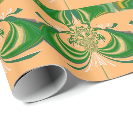 Gelbes grünes Design. Geschenkpapier (Rolleneckpunkt)