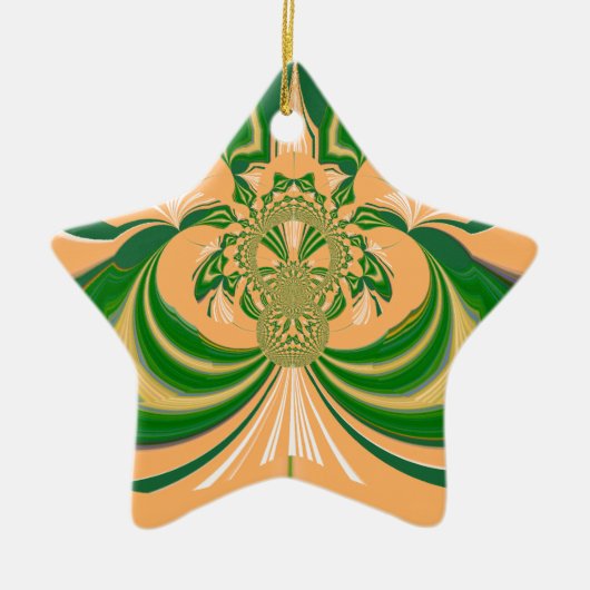 Gelbes grünes Design. Keramik Ornament (Vorne)