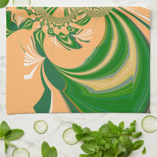 Gelbes grünes Design. Küchentuch (Gefaltet)