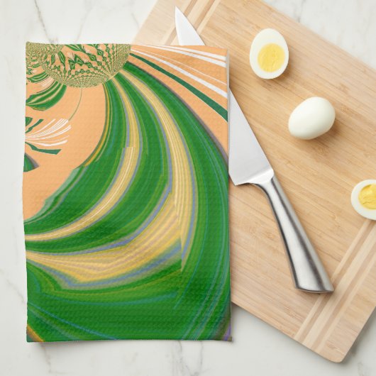 Gelbes grünes Design. Küchentuch (Viertel Falte)