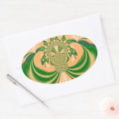 Gelbes grünes Design. Ovaler Aufkleber (Umschlag)