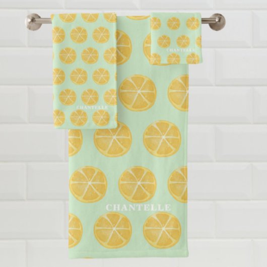 Gelbes grünes Lemon-Badehandtuch-Set Badhandtuch Set