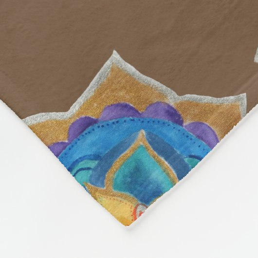 Gelbes grünes Mandala Fleece Blanket (Ecke)