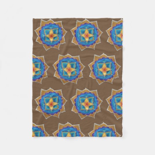 Gelbes grünes Mandala Fleece Blanket (Vorderseite)