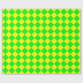 Gelbes grünes Schachbrett Diamantmuster Geschenkpapier (Flach)
