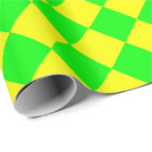 Gelbes grünes Schachbrett Diamantmuster Geschenkpapier (Rolleneckpunkt)