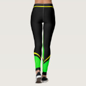 Gelbes grünes Schwarz (Ihr Name) Leggings (Rückseite)