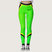 Gelbes grünes Schwarz (Ihr Name) Leggings (Vorderseite)