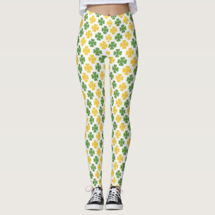 Gelbes, grünes und goldgelbes Kleeblatt Leggings