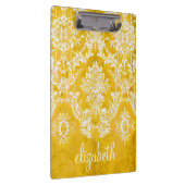 Gelbes Grunge Damask Muster mit benutzerdefinierte Klemmbrett (Rechts)