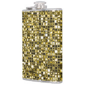 Gelbes Grunge Textured Grid Muster Flachmann (Links)