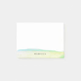 Gelbes Grünwatercolor-Bürsten-Anschlag Post-it Klebezettel