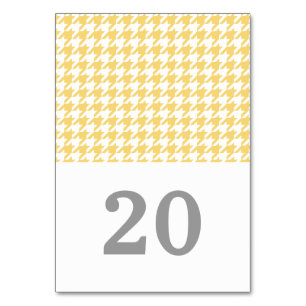 Gelbes Hahnentrittmuster Hochzeitskarte Tischnummer