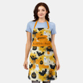 Gelbes Halloween mit Gespenstern, Pumpkins und Fle Schürze (Getragen)