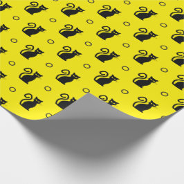 Gelbes Halloween-Umschlagpapier mit schwarzen Katz Geschenkpapier