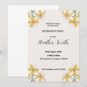Gelbes handGezeichnet Blume Rente Party Invitati Einladung (Vorne/Hinten)