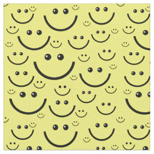 gelbes Happy-face-Print Stoff