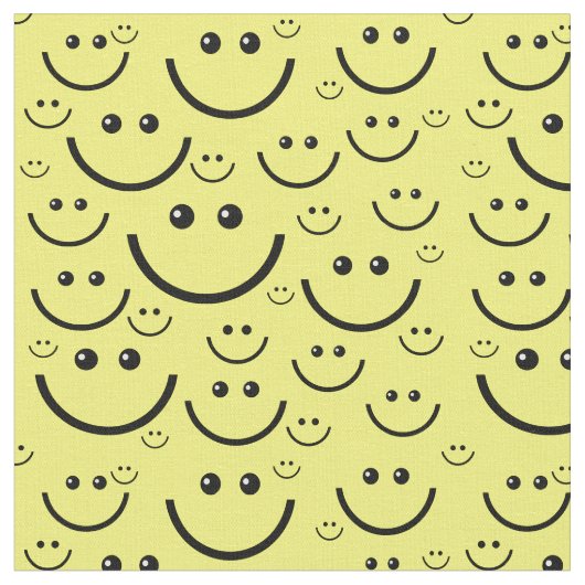 gelbes Happy-face-Print Stoff (Nahaufnahme)