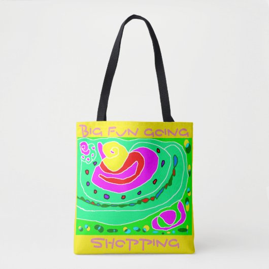 Gelbes, hellgrünes und rotes, wirbelndes Design Tasche (Vorderseite)