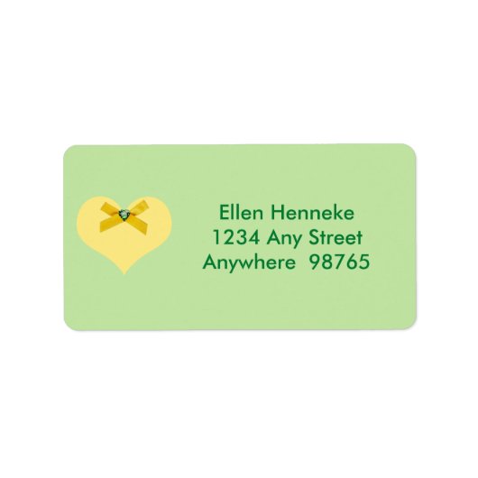 Gelbes Herz Adressaufkleber (Vorne)