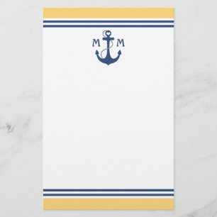 Gelbes Herz-Anker-Monogramm Briefpapier