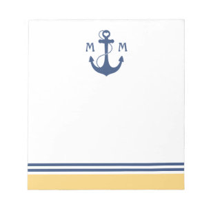 Gelbes Herz-Anker-Monogramm Notizblock