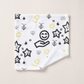 Gelbes Herz Badetuch | Minimale Liebe Décor Badhandtuch Set (Waschlappen)