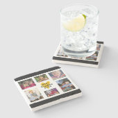 Gelbes Herz Bestes Oma je Collage Foto Niedlich Steinuntersetzer (Seitenansicht)