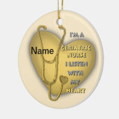 Gelbes Herz Geriatrische Krankenschwester Keramik Ornament (Links)