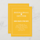 Gelbes Herz Hochzeitsessen Probe Einladung (Vorne/Hinten)