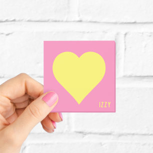 Gelbes Herz Hot Pink Name Post-it Klebezettel