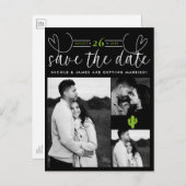 Gelbes Herz Kaktus Fiesta Liebe Save the Date Ankündigungspostkarte (Vorne/Hinten)