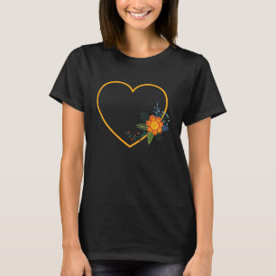 Gelbes Herz mit Hübschen Blume T-Shirt