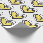 Gelbes Herz-Packpapier - modisch u. elegant Geschenkpapier (Ecke)