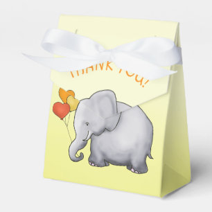 Gelbes Herz steigt Elefant-Person-Babyparty im Geschenkschachtel