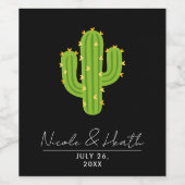 Gelbes Herzkaktus Fiesta Liebe Brautparty Weinetikett (Einzelnes Label)