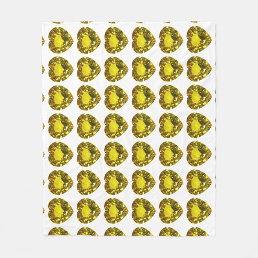Gelbes Herzmuster Fleecedecke (Vorderseite)