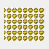 Gelbes Herzmuster Fleecedecke (Vorderseite (Horizontal))